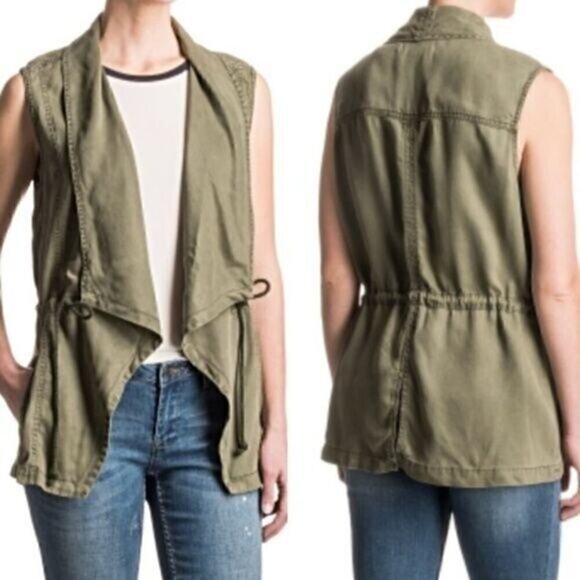 Max Jeans Army Green Draped Loden Military Vest‎  XL NWT - Picture 1 of 11